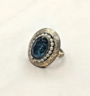 Vintage Turquoise Gemstone and Faux Pearl Ring Mid Century Costume Jewelry