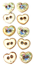 Small Set of 10 Ceramic Heart Button #963