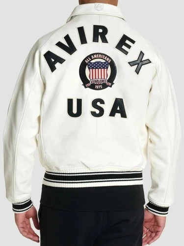 Avirex Icon Leather Jacket - Snow White - product listing photo