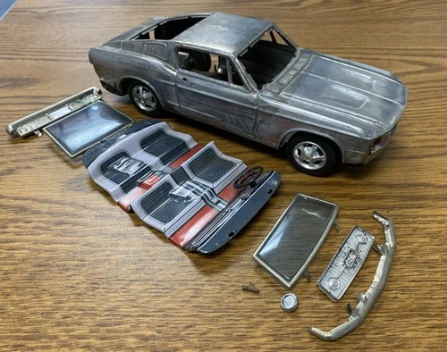 Vintage Tin Litho Bandai Ford Mustang Fastback Friction Car Japan READ