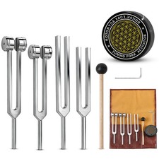 Tuning Forks for Healing Set 128Hz, 136.1Hz, 256Hz, 384Hz with Activator ...