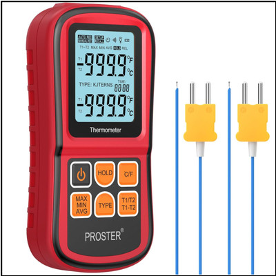 Duales K-Typ Thermoelement | LCD-Display mit Hintergrundbeleuchtung 