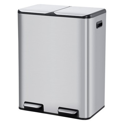 Mülleimer Abfalleimer Treteimer Edelstahl Papierkorb 2 fach 2x30 Liter Rubi