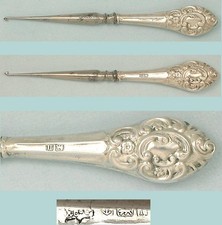 Antique Sterling Silver Crochet Hook * English * Hallmarked 1912