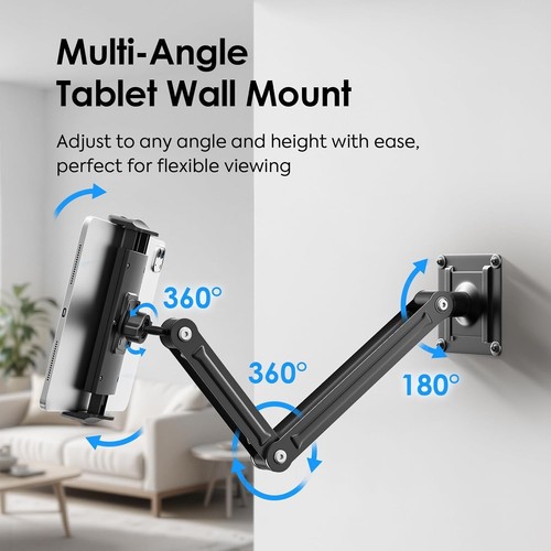 Tablet Wandhalterung 360° verstellbar 4,7-14" faltbar Aluminiumlegierung iPad - Bild 3 von 7