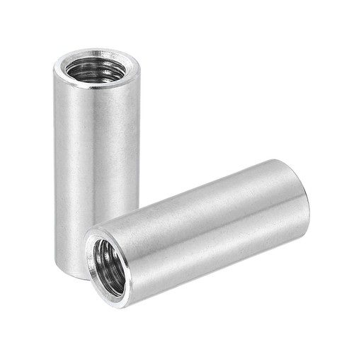 PATIKIL M12x1.25mm 304 Stainless Steel Coupling Nuts – 2-Pack, 25mm Length, Metric Fine Thread Connector For Rods & Bolts