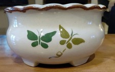 Vtg Hand Painted Butterfly Scalloped Planter Pot Bowl 8" AAA Imports Florida USA