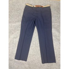 Farah Mens Navy Blue Polyester Rayon Dress Pants Belt Loops Classic Fit 38x30