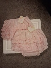 2 PAIRS  Petit Ami Ruffle Bloomers, Sz T2, Diaper, Girlie, Light Pink 4447