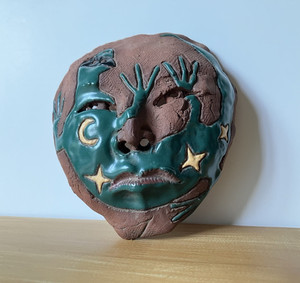 Glen LaFontaine pottery face wall art mask signed rare 2005 artwork head