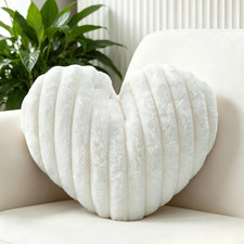 16 Inch White Heart Pillow Cute Decorative Throw Pillows, Heart Shaped Soft Fluf