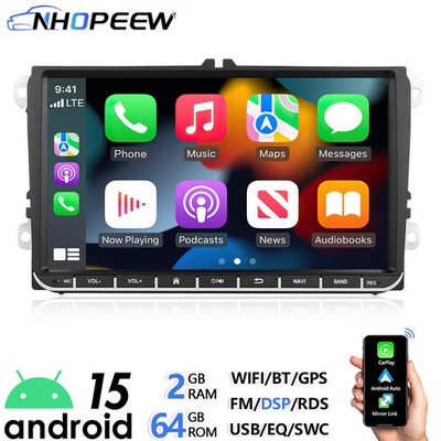 9'' 2 DIN Apple Carplay Android 15 Autoradio GPS Navi Für VW GOLF 5 6 Passat Polo