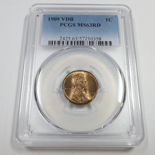 1909 P VDB PCGS MS63 RD RED - Lincoln Wheat Penny Cent 1c US Coin #56788A