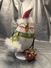 Pier 1 One VTG PENGUIN GLASSES SANTA HAT CHRISTMAS DECOR GLITR 15” RARE HTF VGUC