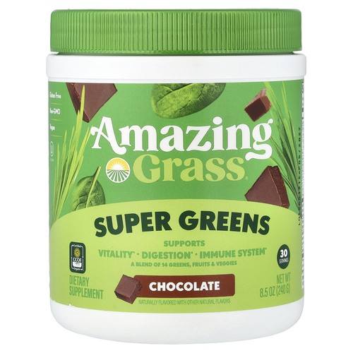 Amazing Grass Green Superfood Chocolate Drink Powder 8 5 oz 240 g All-Natural,