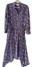 ISABEL MARANT ETOILE 545 Ariana Cotton Midi Dress in Faded Night 36 US 4 Small