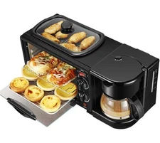 3-in-1 Breakfast Station Maker; Coffee Maker,Non-Stick Griddle, Toaster Oven NEW