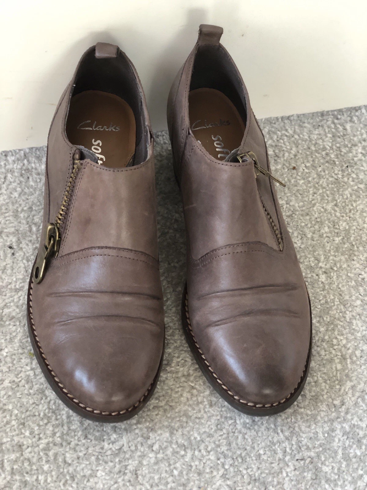 Clarks Softwear scarpe stivali in pelle marrone ufficio lavoro scuola blocco UK 5 D