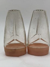 VTG Deka Plastics 3 Point Star Salt & Pepper Shakers No.120 4" Tall Clear Pink