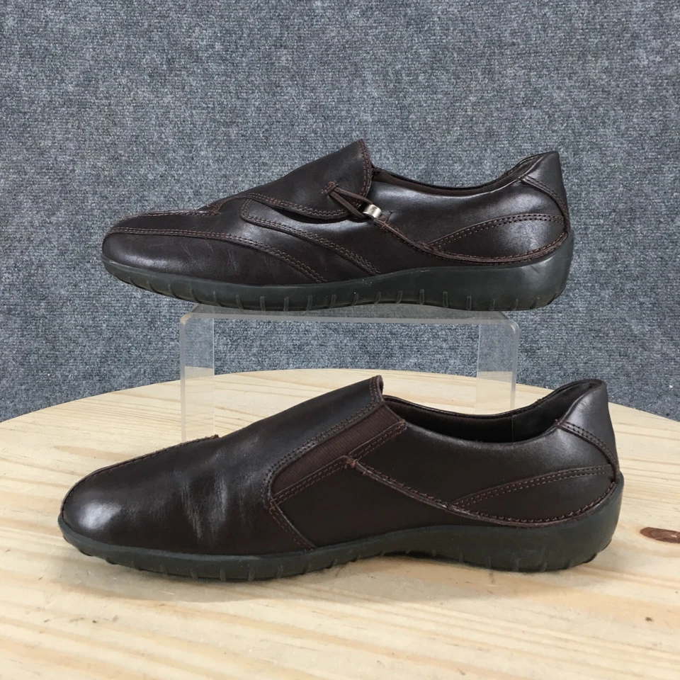 Walking Cradles Shoes Womens 9 B Low Top Brown Leather Loafer Slip On Round Toe - Image 2 of 4