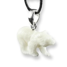 Kleiner Bär Eisbär Anhänger Kettenanhänger Silber Bone Knochen unisex PB243
