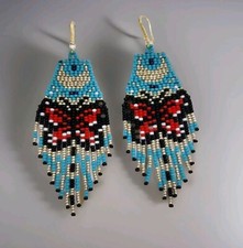 Beaded Earrings Multi Butterfly Long Drop Dangle Beads Earrings Women