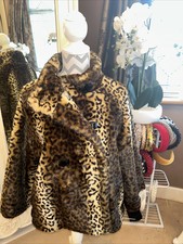 Ladies Atmosphere Size 12 Animal Print Soft Faux Fur Brown Black Jacket