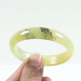60mm 100% Natural Chinese Fashion Black Green Xiuyan Jade Bangle Bracelet a8379