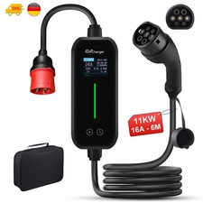 11KW EV Ladegerät Type 2 Einstellbarer Strom EV Ladekabel 6-16A 6M Drehstrom
