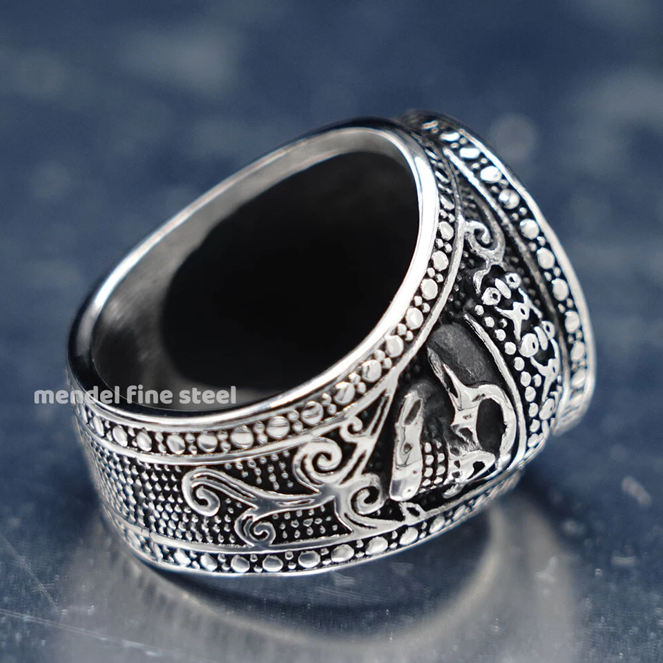 Anillo Calavera Serpiente Medusa Hip Hop Circonita cúbica Negra MENDEL Para Hombres Acero Inoxidable Talla 7-15 Foto 3 de 4