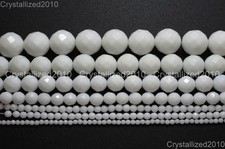 Natural White Alabaster Gemstone Faceted Round Beads 4mm 6mm 8mm 10mm 12mm 16"