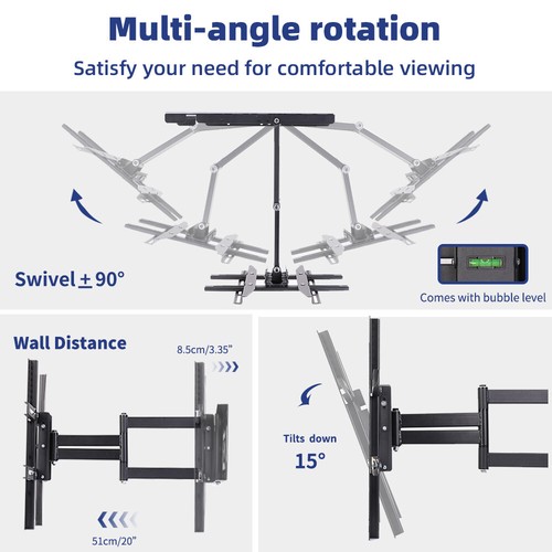 Full Motion Corner TV Wall Desk Mount Bracket Stand Plasma Flat Tilt Swivel 85" - Picture 47 of 57