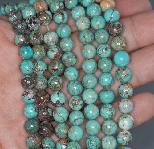 7 - 8MM BONSAI GARDEN CHRYSOTINE GEMSTONE ROUND LOOSE BEADS 16" - Picture 2 of 4