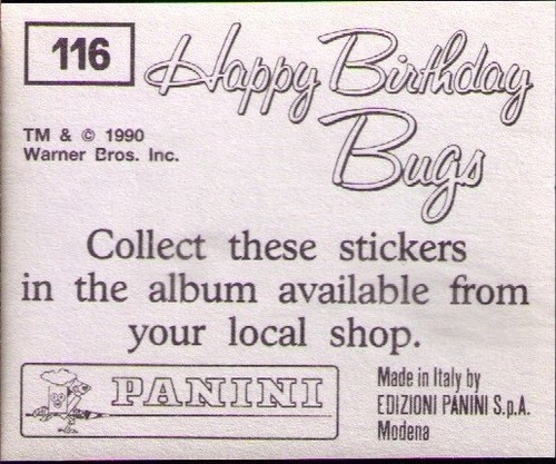 1990 Panini Happy Birthday Bugs Album Stickers #116 - Picture 2 of 2