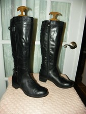 Franco Sarto L-Crash Side Zip Black Leather Knee High Boots Womens size 6 M
