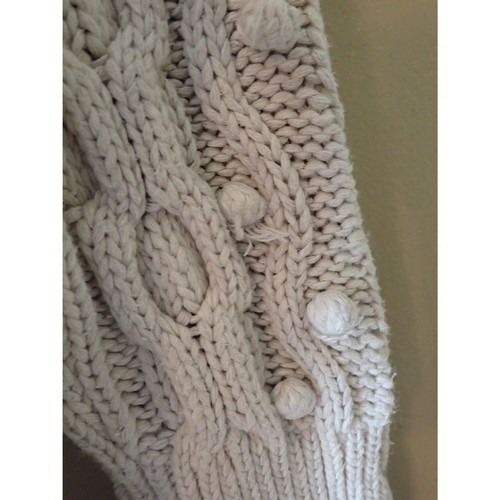 Moda International Off-White Sweater Cable Chunky Knit Vintage Small Cropped - Picture 7 of 10
