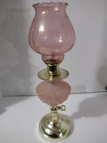 Vintage Pink Glass Votive Candle Holder Lamp Light - Afbeelding 1 van 14