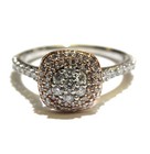 10k rose white gold .67ct SI2 H diamond halo cluster engagement ring 2.6g 7 — photo 1