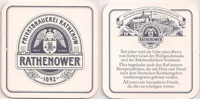 Private brewery Rathenow - beer mat ''with heart and hand - from Havelland''