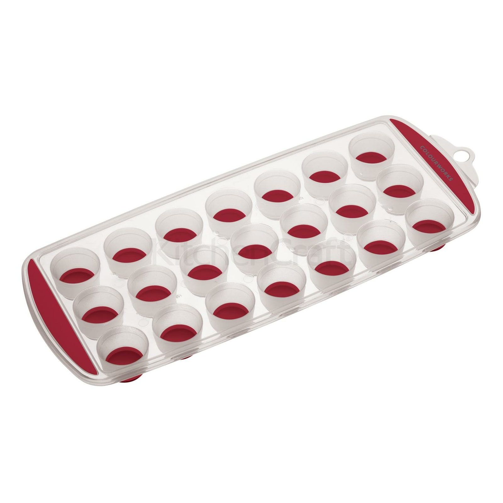 Eddingtons Red Easy Pop Out Ice Cube Tray - 21 Round Slots - Silicone Mould