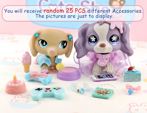 Accessori carini casuali 25 pezzi collare cibo fiocchi gonna adatto lps giocattoli animali bambini gioco - Foto 4 di 8