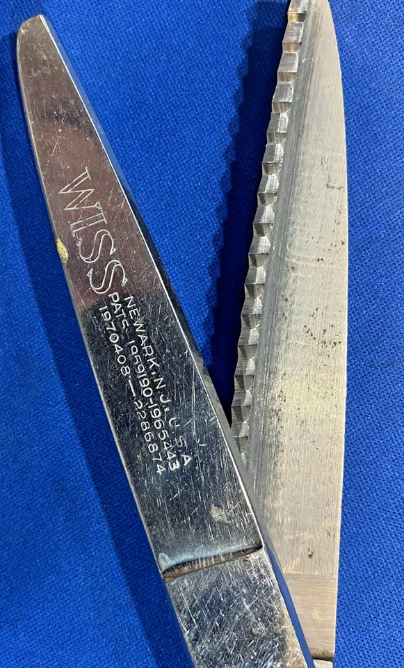 Pair Vtg. Pinking Shears Wiss P-24 9 1/2"40's & American Knife Co Sabre Solingen - Image 4 of 4