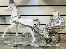 *NEW* Italian Style Horse Carriage White Silver Wedding Ornament Romany Gypsy