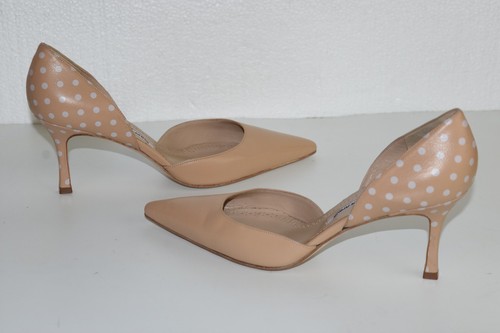 Escarpins Manolo Blahnik BB Dorsay à Pois Beige - Taille 40 à 42, Neufs Sans Emballage