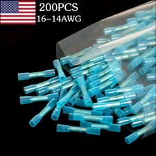 200Pcs Blue Heat Shrink But Connectors Wire Electrical Automotive Waterproof