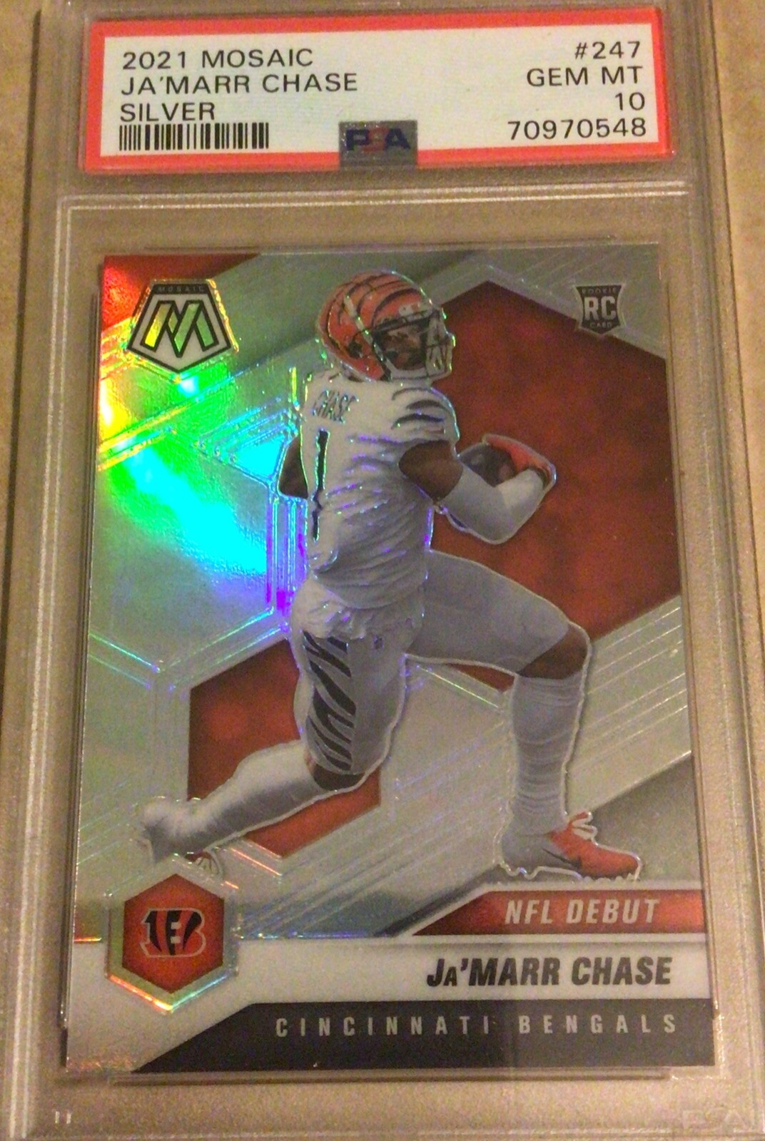2021 JaMarr Chase. Mosaic Silver Nfl Debut Psa 10 Rookie