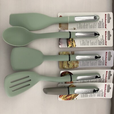 New KitchenAid Mint Pistachio 5 Piece Silicone Spoon Lifter Peeler HPIA