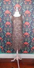 Pisarro Nights Sleeveless Beaded Sequin Cocktail Party Sheath Taupe Dress 8 Nwt