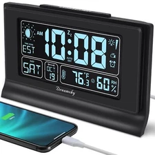 Alarm Clocks for Bedrooms with Battery Backup Auto Set Digital Clock with Dat...