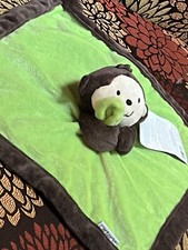 SECURITY BLANKET CARTERS NEW BROWN MONKEY VELOUR GREEN CLUTCHING LOVEY CORNER